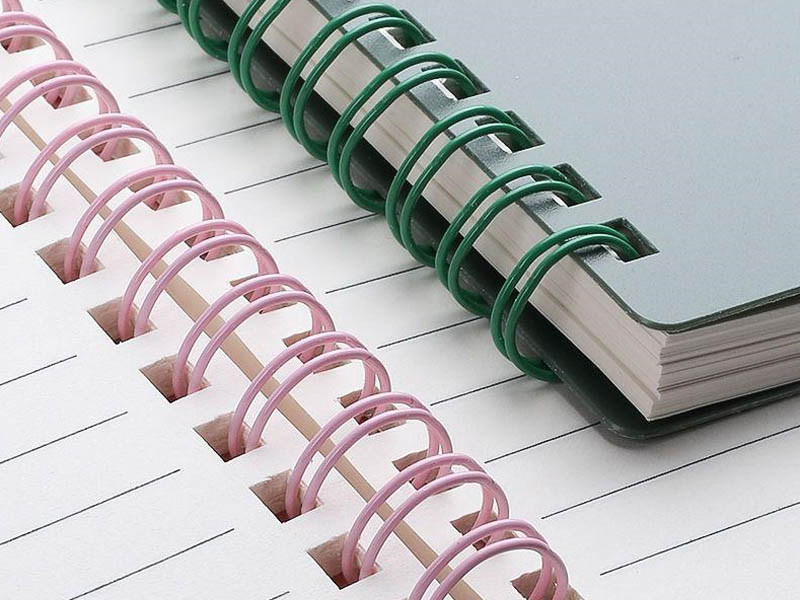 Spiral coil bound notebook opened flat