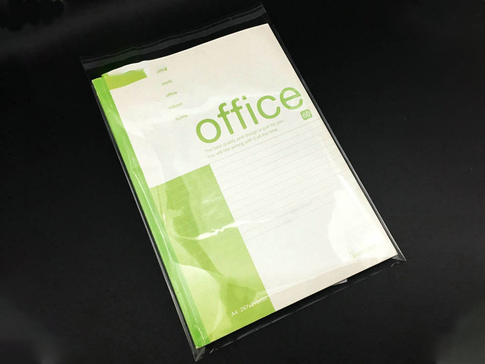 Notebook packed in OPP bag for export