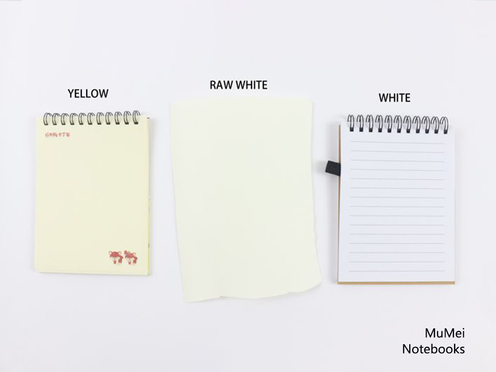 Woodfree notebook paper in three shades