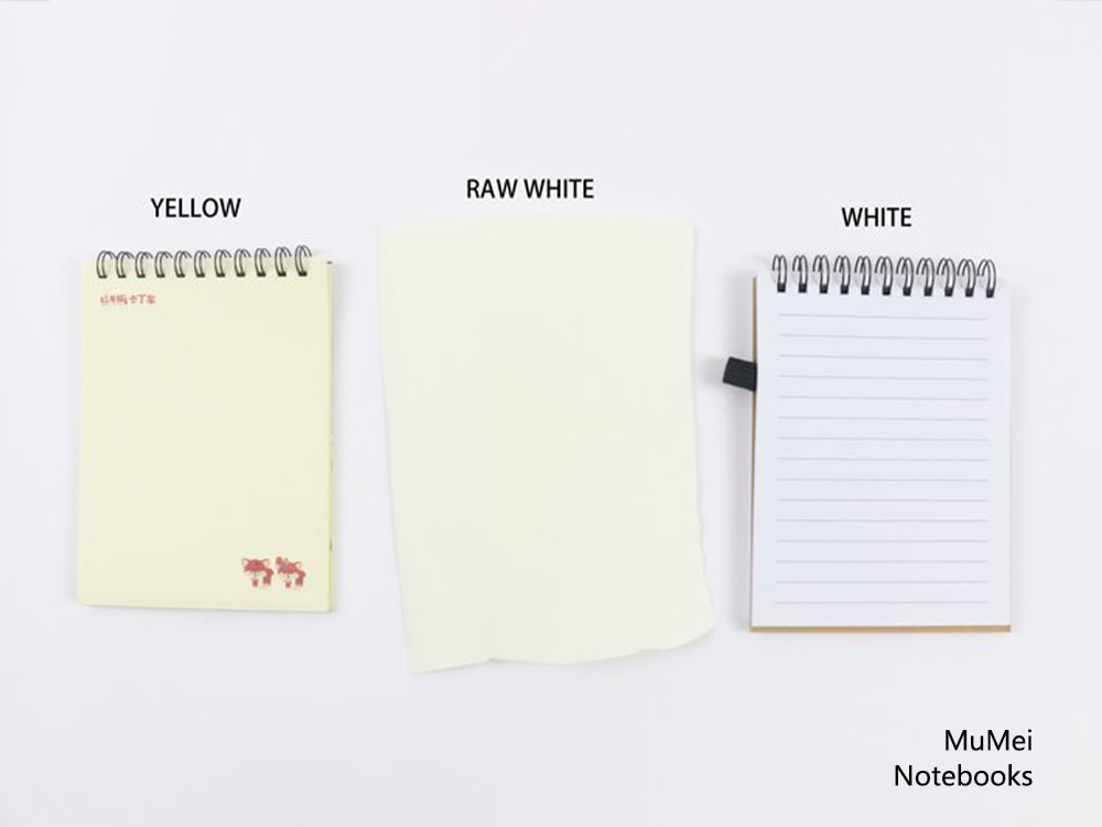 Woodfree notebook paper in three shades