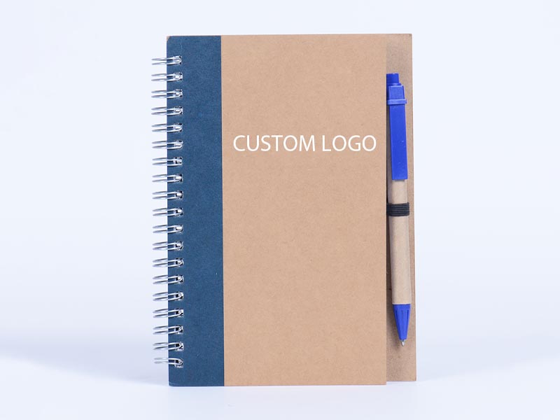Spiral coil bound notebook opened flat