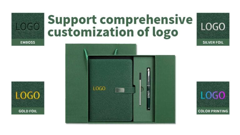 Launch a private label notebook brand development board with hero notebook cover options paper samples logo and packaging
